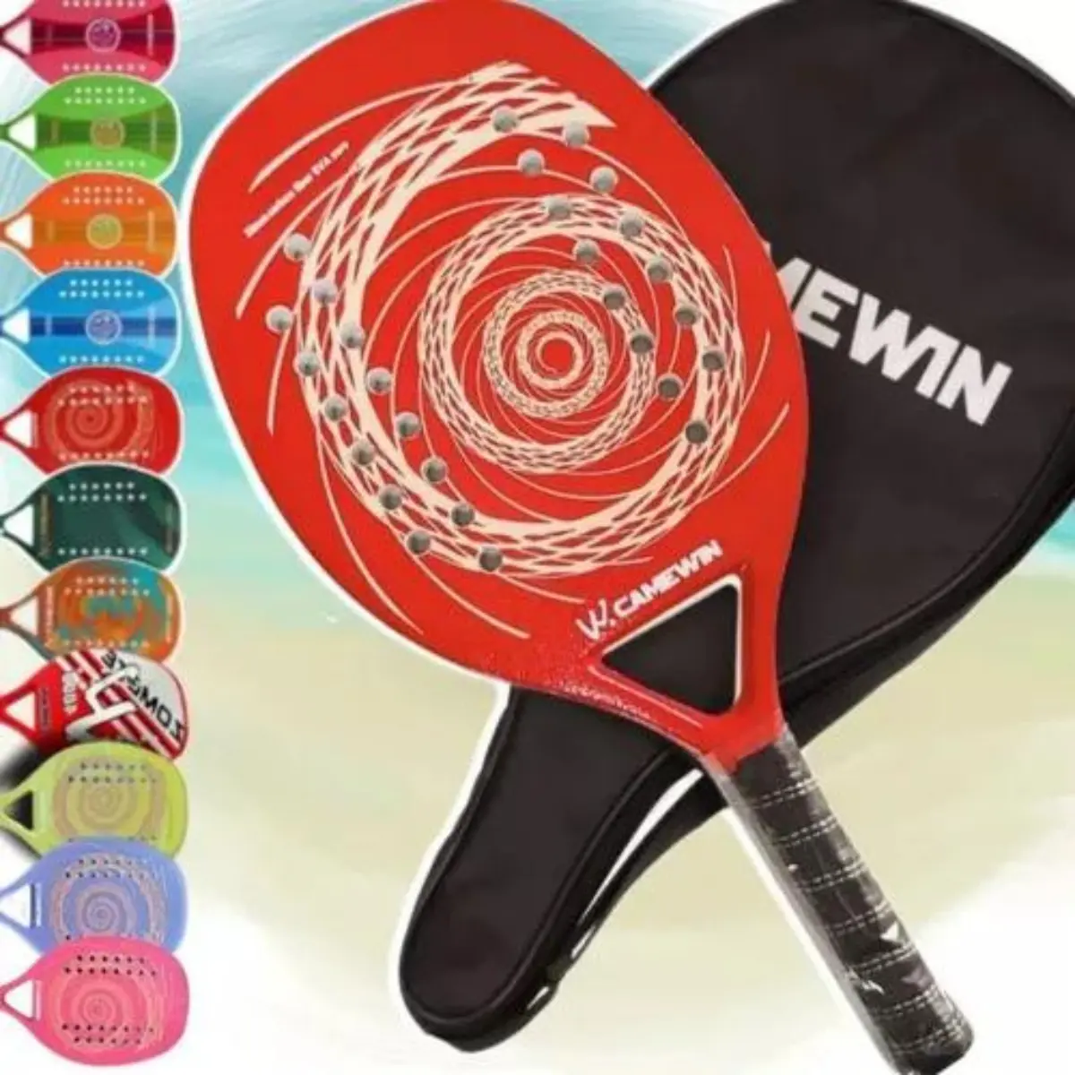 Raquete Camewin vermelha de beach tennis custo-benefício